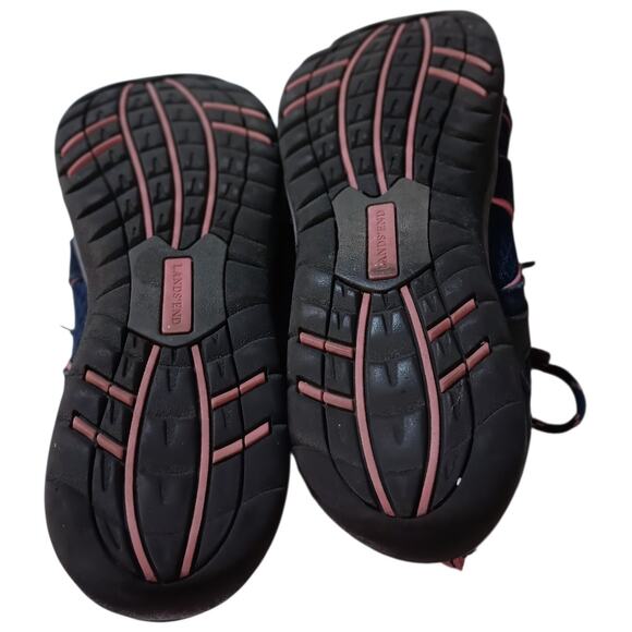 LANDS' END Cute‎ Sneakers 6.5 Blue Pink Suede Mesh Hiking Walking Comfort School - Picture 10 of 10